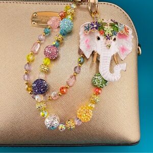 🐘Luxury Bag Charm Chain / Phone Chain /Keychain ELEPHANT Bling Crystal Beads
